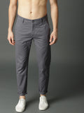 Regular Fit Men Grey Trousers