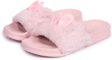 Grey Fur Bunny Sliders Slides Pink