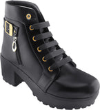 KADY Leather Casual Stylish Look Boots Shoes Boots For Women Black