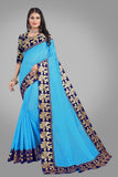 Solid, Woven Daily Wear Cotton Blend Saree sky