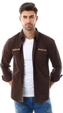 Men Solid Casual Blue Shirt Chestnut Brown