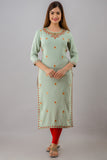 Women Embroidered Straight Kurta ELAYCHI COLOR