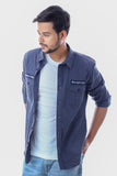 Men Solid Casual Blue Shirt Grey