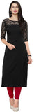 Women Solid Straight Kurta BLACK