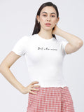 Casual Solid Women White Top