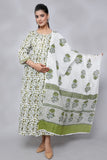 Women Floral Print Gown Kurta Green